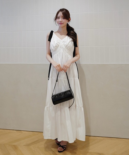 EIMY ISTOIRE(エイミーイストワール)の「RIBBON SHOULDER CUT DRESS(ワンピース・レディース・ホワイト/ライトピンク/ブラック・34/36)」の17枚目の写真