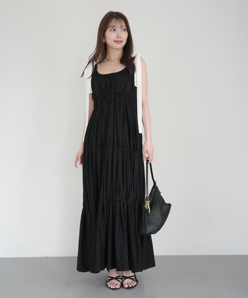 EIMY ISTOIRE(エイミーイストワール)の「RIBBON SHOULDER CUT DRESS(ワンピース・レディース・ホワイト/ライトピンク/ブラック・34/36)」の10枚目の写真