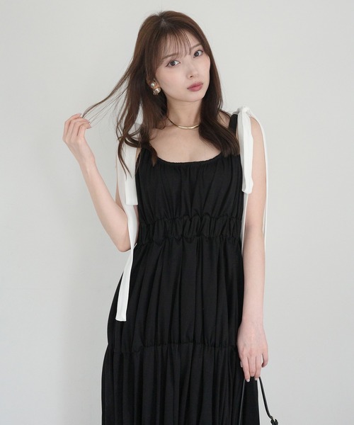 EIMY ISTOIRE（エイミーイストワール）の「RIBBON SHOULDER CUT DRESS
