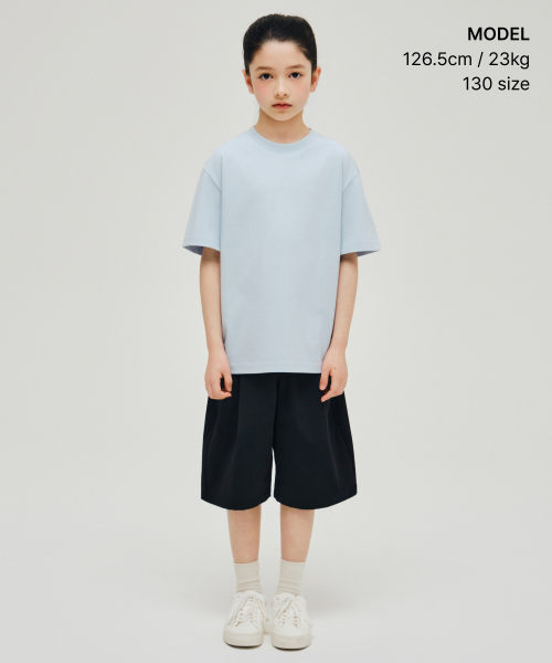 MUSINSA STANDARD KIDS（ムシンサスタンダードキッズ）の「[UVプロテクション] リラックスドクルーネックTシャツ [クラウディブルー]（Tシャツ/カットソー・レディース・その他・110/120/130/140/150/160）」の2枚目の写真