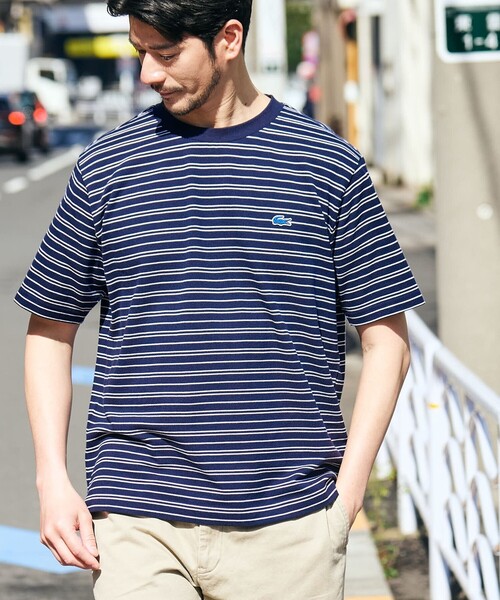 SHIPS別注】LACOSTE: マイクロ ボーダー Tシャツ（Tシャツ/カットソー