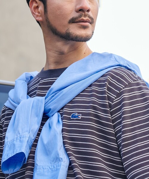 LACOSTE（ラコステ）の「【SHIPS別注】LACOSTE: マイクロ ボーダー Tシャツ（Tシャツ/カットソー・メンズ・ブラウン/ネイビー/ダークグレー・5/4/3/2）」の10枚目の写真