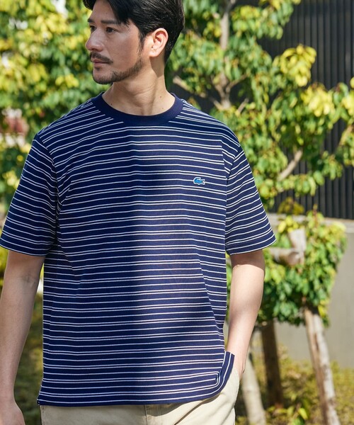 LACOSTE（ラコステ）の「【SHIPS別注】LACOSTE: マイクロ ボーダー Tシャツ（Tシャツ/カットソー・メンズ・ブラウン/ネイビー/ダークグレー・5/4/3/2）」の12枚目の写真