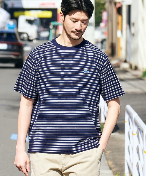 LACOSTE（ラコステ）の「【SHIPS別注】LACOSTE: マイクロ ボーダー Tシャツ（Tシャツ/カットソー・メンズ・ブラウン/ネイビー/ダークグレー・5/4/3/2）」の13枚目の写真