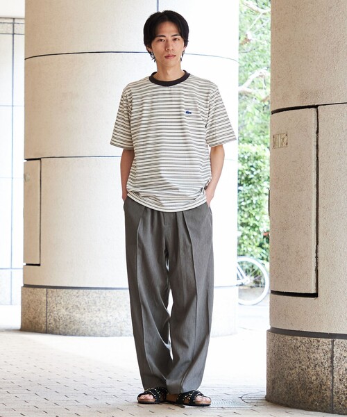 LACOSTE（ラコステ）の「【SHIPS別注】LACOSTE: マイクロ ボーダー Tシャツ（Tシャツ/カットソー・メンズ・ブラウン/ネイビー/ダークグレー・5/4/3/2）」の14枚目の写真