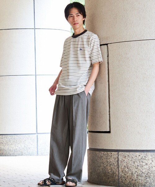 LACOSTE（ラコステ）の「【SHIPS別注】LACOSTE: マイクロ ボーダー Tシャツ（Tシャツ/カットソー・メンズ・ブラウン/ネイビー/ダークグレー・5/4/3/2）」の15枚目の写真