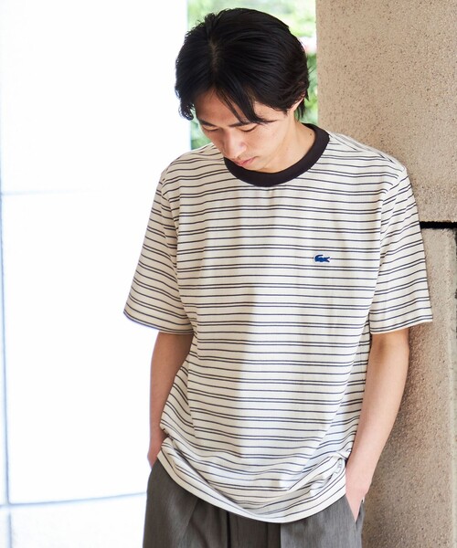 LACOSTE（ラコステ）の「【SHIPS別注】LACOSTE: マイクロ ボーダー Tシャツ（Tシャツ/カットソー・メンズ・ブラウン/ネイビー/ダークグレー・5/4/3/2）」の16枚目の写真