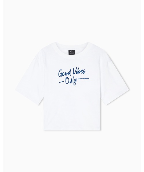 ARMANI EXCHANGE（アルマーニエクスチェンジ）の「【A|X アルマーニ エクスチェンジ】コメントデザイン 半袖クルーネックTシャツ/CROPPED（Tシャツ/カットソー・レディース・ホワイト・X-SMALL/SMALL/MEDIUM/LARGE）」の5枚目の写真