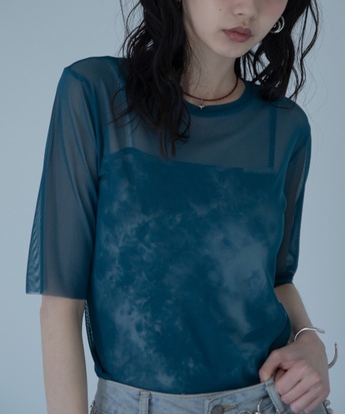 VACANCY(ヴァカンシー)の「ハーフスリーブクルーシアートップス(Tシャツ/カットソー・レディース・ブラック/ライトブルー/グリーン/ネイビー/パープル・FREE)」の3枚目の写真