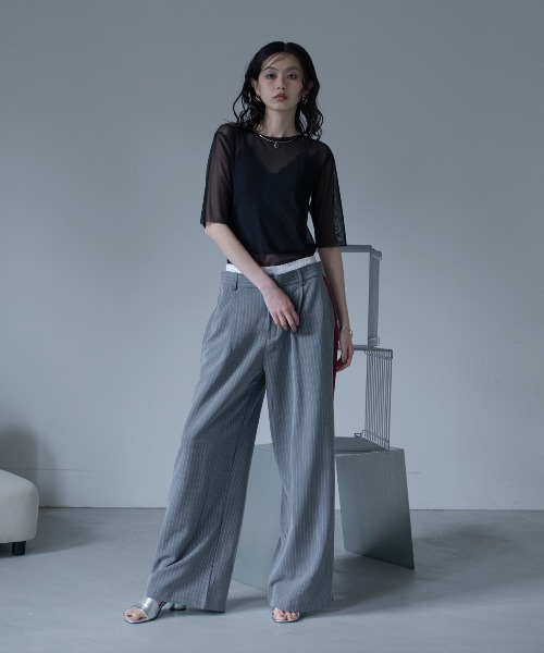 VACANCY(ヴァカンシー)の「ハーフスリーブクルーシアートップス(Tシャツ/カットソー・レディース・ブラック/ライトブルー/グリーン/ネイビー/パープル・FREE)」の16枚目の写真