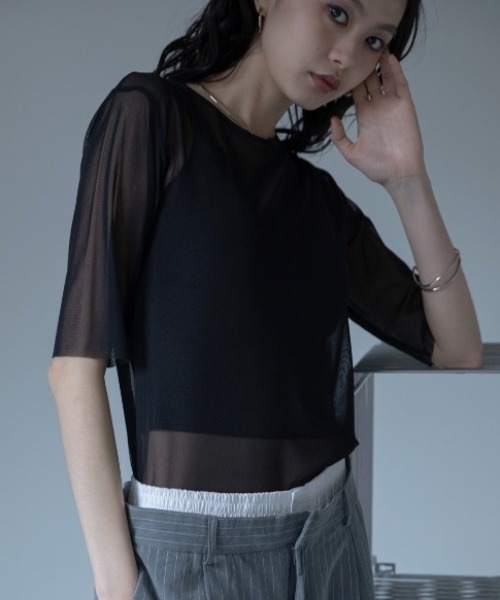 VACANCY(ヴァカンシー)の「ハーフスリーブクルーシアートップス(Tシャツ/カットソー・レディース・ブラック/ライトブルー/グリーン/ネイビー/パープル・FREE)」の7枚目の写真