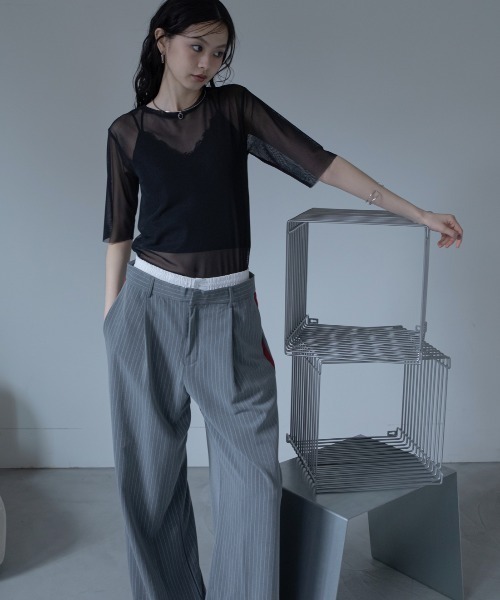 VACANCY(ヴァカンシー)の「ハーフスリーブクルーシアートップス(Tシャツ/カットソー・レディース・ブラック/ライトブルー/グリーン/ネイビー/パープル・FREE)」の13枚目の写真