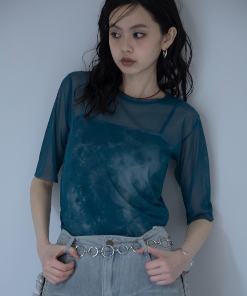 VACANCY(ヴァカンシー)の「ハーフスリーブクルーシアートップス(Tシャツ/カットソー・レディース・ブラック/ライトブルー/グリーン/ネイビー/パープル・FREE)」の19枚目の写真
