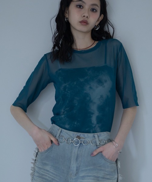 VACANCY(ヴァカンシー)の「ハーフスリーブクルーシアートップス(Tシャツ/カットソー・レディース・ブラック/ライトブルー/グリーン/ネイビー/パープル・FREE)」の20枚目の写真