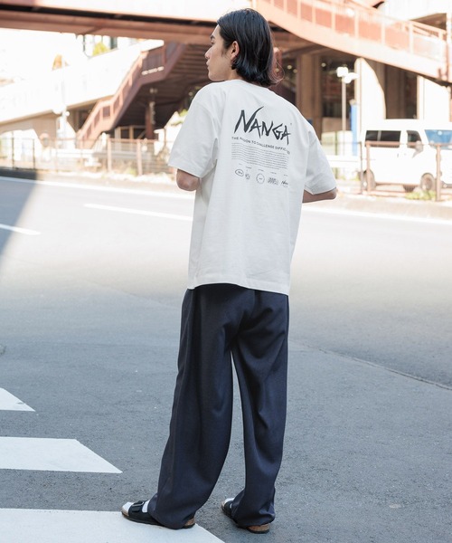NANGA（ナンガ）の「【NANGA Mt.&Sea(ナンガ)】別注ヒストリーロゴTシャツ[マルチファンクション]（Tシャツ/カットソー・メンズ・杢グレー/ホワイト/ベージュ/ブラック・LARGE/MEDIUM）」の7枚目の写真