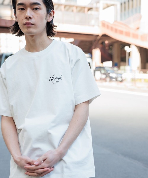 NANGA（ナンガ）の「【NANGA Mt.&Sea(ナンガ)】別注ヒストリーロゴTシャツ[マルチファンクション]（Tシャツ/カットソー・メンズ・杢グレー/ホワイト/ベージュ/ブラック・LARGE/MEDIUM）」の9枚目の写真
