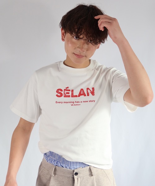 SELAN(セラン)の「【ユニセックス】缶バッチ付きSELANロゴプリントTシャツ/タイトフィット(Tシャツ/カットソー・メンズ・バーガンディー/ホワイト/グレー/ブラック/ネイビー・LARGE/MEDIUM)」の21枚目の写真