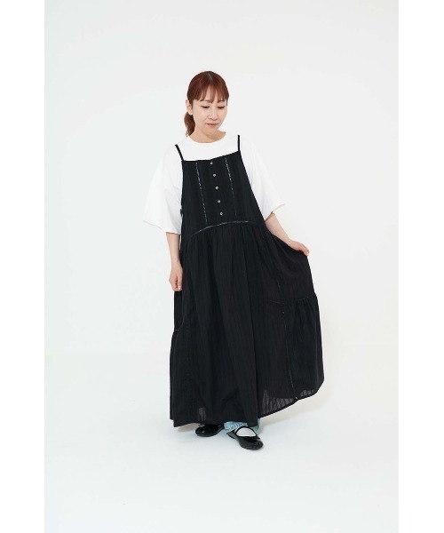 HEART MARKET(ハートマーケット)の「ふわ軽コットンドビーストライプキャミワンピース(ワンピース・レディース・ブラック/モカ・FREE)」の3枚目の写真