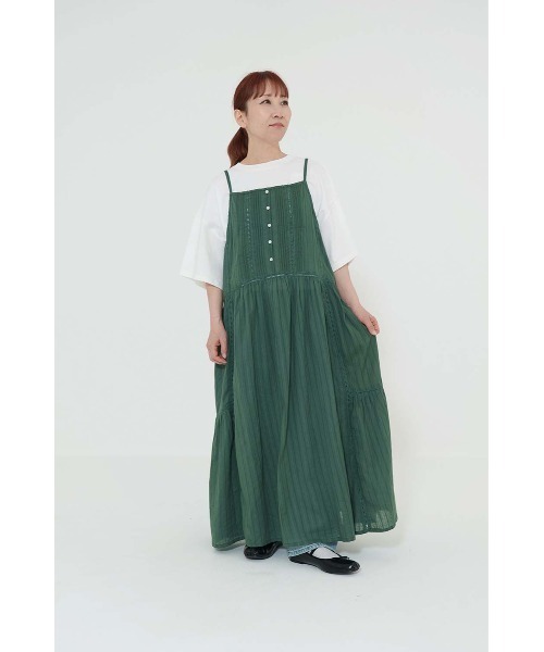 HEART MARKET(ハートマーケット)の「ふわ軽コットンドビーストライプキャミワンピース(ワンピース・レディース・ブラック/モカ・FREE)」の6枚目の写真