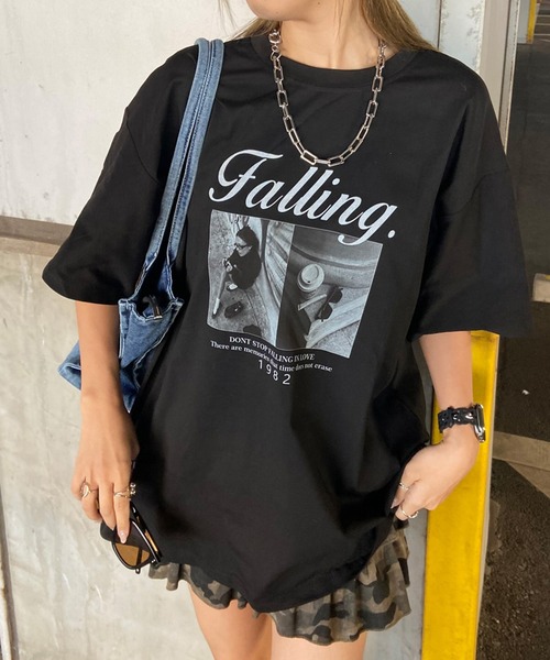 non-hedge（ノンヘッジ）の「ロゴ転写ビッグTシャツ（Tシャツ/カットソー・レディース・ブラック/オフホワイト/チャコールグレー/ライトグレー/オートミール/ネイビー・FREE）」の3枚目の写真
