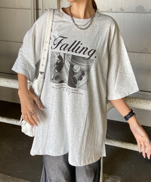 non-hedge（ノンヘッジ）の「ロゴ転写ビッグTシャツ（Tシャツ/カットソー・レディース・ブラック/オフホワイト/チャコールグレー/ライトグレー/オートミール/ネイビー・FREE）」の18枚目の写真