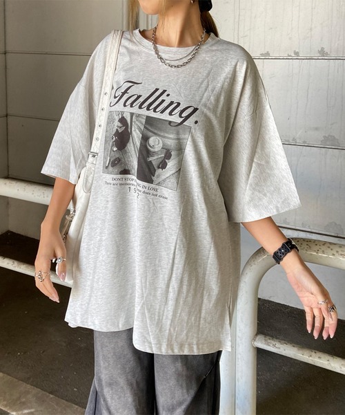non-hedge（ノンヘッジ）の「ロゴ転写ビッグTシャツ（Tシャツ/カットソー・レディース・ブラック/オフホワイト/チャコールグレー/ライトグレー/オートミール/ネイビー・FREE）」の19枚目の写真