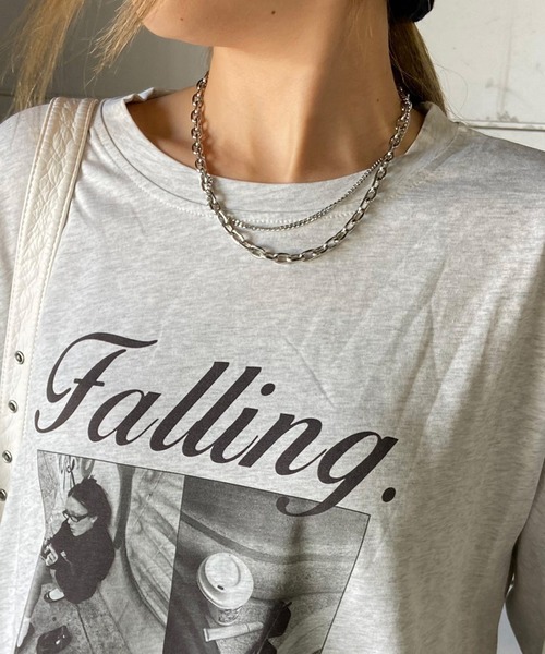 non-hedge（ノンヘッジ）の「ロゴ転写ビッグTシャツ（Tシャツ/カットソー・レディース・ブラック/オフホワイト/チャコールグレー/ライトグレー/オートミール/ネイビー・FREE）」の22枚目の写真