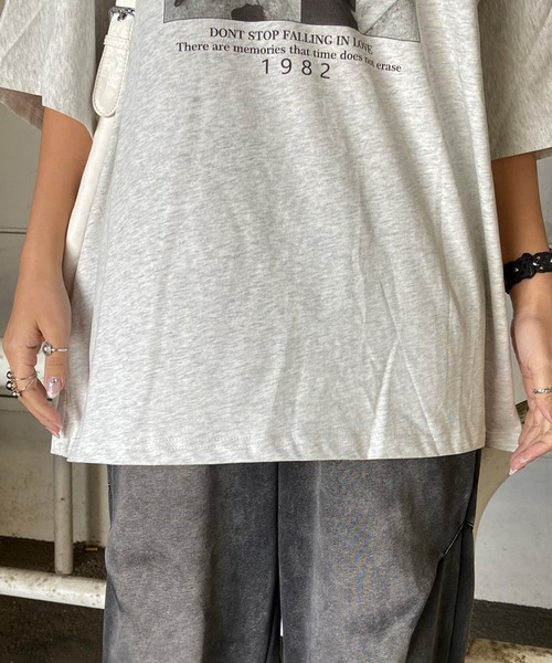 non-hedge（ノンヘッジ）の「ロゴ転写ビッグTシャツ（Tシャツ/カットソー・レディース・ブラック/オフホワイト/チャコールグレー/ライトグレー/オートミール/ネイビー・FREE）」の13枚目の写真