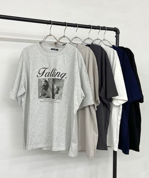 non-hedge（ノンヘッジ）の「ロゴ転写ビッグTシャツ（Tシャツ/カットソー・レディース・ブラック/オフホワイト/チャコールグレー/ライトグレー/オートミール/ネイビー・FREE）」の14枚目の写真