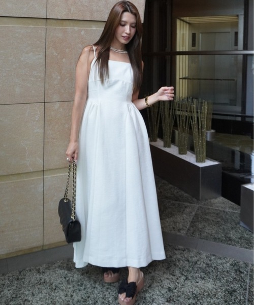 ORGUE(オルグ)の「Panel fit tweed cami one-piece/パネルフィットツイードキャミワンピース(ワンピース・レディース・ホワイト/ブラック・SMALL/MEDIUM)」の4枚目の写真