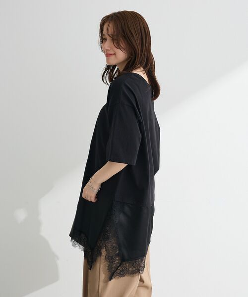 Green Parks(グリーンパークス)の「レースドッキングTシャツ(Tシャツ/カットソー・レディース・ブラック/チャコールグレー/オフホワイト・FREE)」の19枚目の写真