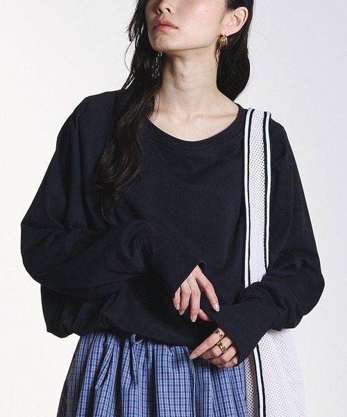 ROSE BUD(ローズバッド)の「BALLOON HEM T-SHIRT(Tシャツ/カットソー・レディース・イエロー/ブラック・ONE SIZE)」の1枚目の写真
