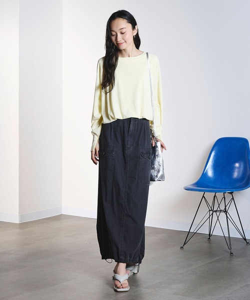 ROSE BUD(ローズバッド)の「BALLOON HEM T-SHIRT(Tシャツ/カットソー・レディース・イエロー/ブラック・ONE SIZE)」の8枚目の写真