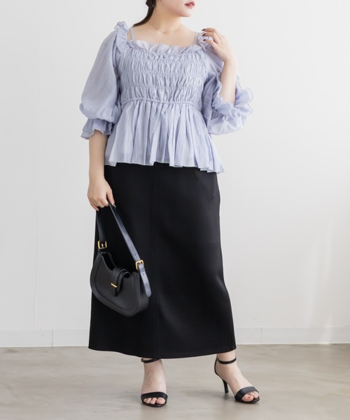 CLETTE（クレット）の「ストレッチナロースカート（スカート・レディース・ブラック/アイボリー/グレー・3L/LL/4L）」の10枚目の写真