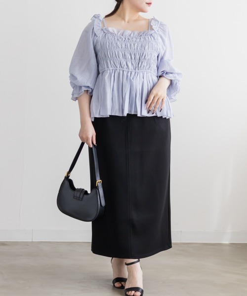 CLETTE（クレット）の「ストレッチナロースカート（スカート・レディース・ブラック/アイボリー/グレー・3L/LL/4L）」の11枚目の写真