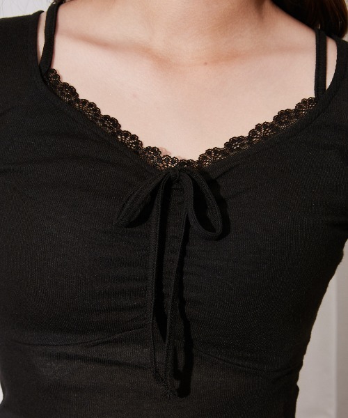 GORGE（ゴージ）の「《フロントギャザー×レースレイヤード》カットソー／Y2K／フェミニン／春夏／全3色（Tシャツ/カットソー・レディース・チャコール/ライトグレー/ブラック・F）」の15枚目の写真