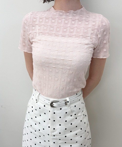 frunco(フランコ)の「花柄シースルー半袖トップス(Tシャツ/カットソー・レディース・ホワイト/グリーン/ピンク/ブルー・FREE)」の17枚目の写真