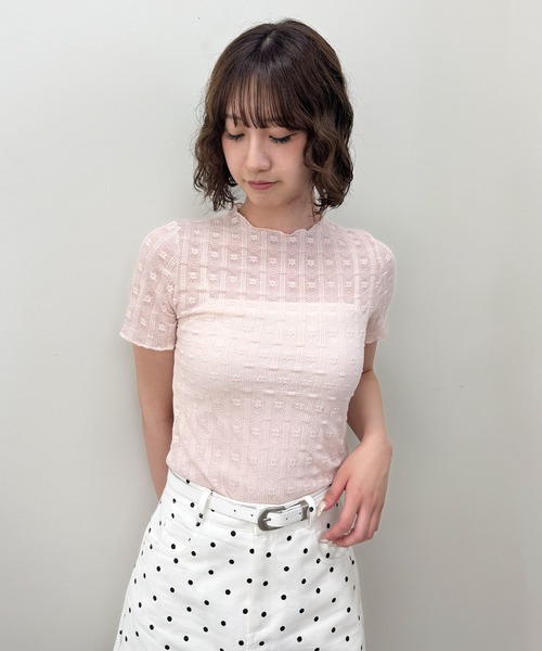 frunco(フランコ)の「花柄シースルー半袖トップス(Tシャツ/カットソー・レディース・ホワイト/グリーン/ピンク/ブルー・FREE)」の19枚目の写真