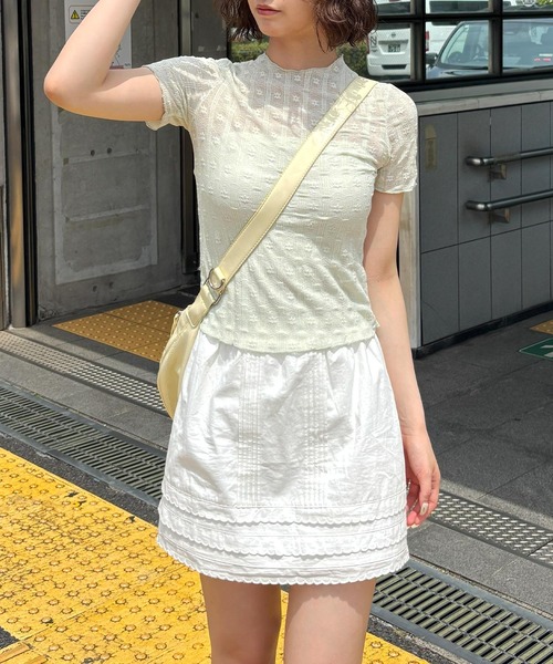 frunco(フランコ)の「花柄シースルー半袖トップス(Tシャツ/カットソー・レディース・ホワイト/グリーン/ピンク/ブルー・FREE)」の11枚目の写真