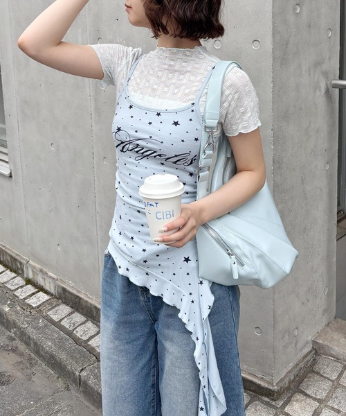 frunco(フランコ)の「花柄シースルー半袖トップス(Tシャツ/カットソー・レディース・ホワイト/グリーン/ピンク/ブルー・FREE)」の6枚目の写真