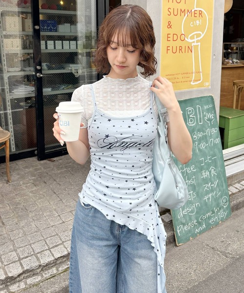 frunco(フランコ)の「花柄シースルー半袖トップス(Tシャツ/カットソー・レディース・ホワイト/グリーン/ピンク/ブルー・FREE)」の7枚目の写真
