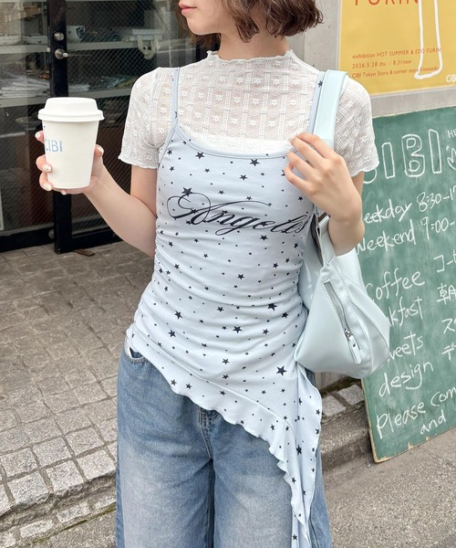 frunco(フランコ)の「花柄シースルー半袖トップス(Tシャツ/カットソー・レディース・ホワイト/グリーン/ピンク/ブルー・FREE)」の8枚目の写真
