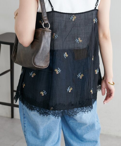 DISCOAT(ディスコート)の「【WEB限定】刺繍シアーキャミソール(キャミソール・レディース・アイボリー/ブラック/オリーブ・MEDIUM)」の17枚目の写真