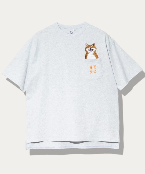 go slow caravan(ゴースローキャラバン)の「シリコンバイオ 色々ポケット刺繍 ゆったり TEE(Tシャツ/カットソー・メンズ・ライトグレー/イエロー/ネイビー/ブルー・X-LARGE/LARGE/MEDIUM/SMALL)」の1枚目の写真