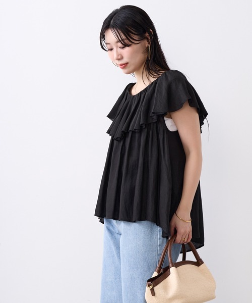 MICA&DEAL（マイカ＆ディール）の「インドフレアオフショルダーブラウス（シャツ/ブラウス・レディース・オフホワイト/ブラック/サックスブルー・FREE）」の4枚目の写真