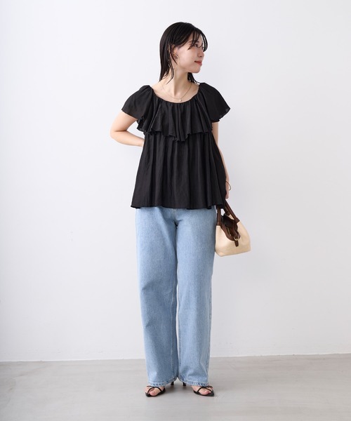 MICA&DEAL（マイカ＆ディール）の「インドフレアオフショルダーブラウス（シャツ/ブラウス・レディース・オフホワイト/ブラック/サックスブルー・FREE）」の5枚目の写真