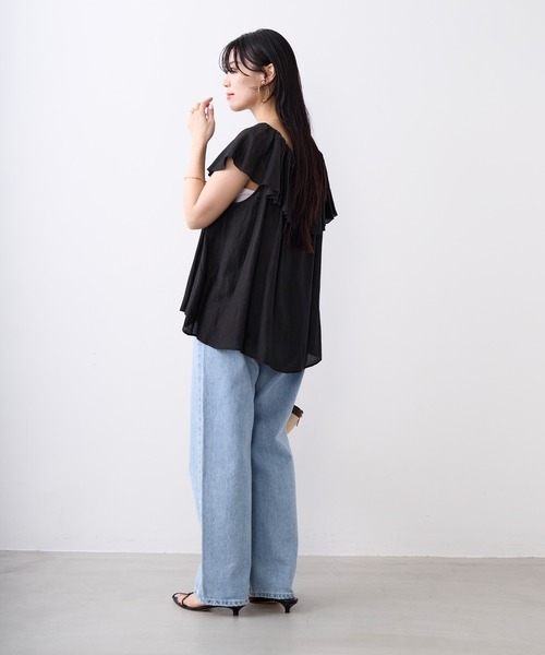 MICA&DEAL（マイカ＆ディール）の「インドフレアオフショルダーブラウス（シャツ/ブラウス・レディース・オフホワイト/ブラック/サックスブルー・FREE）」の6枚目の写真