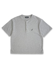 新色追加 短丈スナップヘンリーワッフル半袖Tシャツ / ショートレングス サーマル ヘンリーネック Tシャツ【ユニセックス】
