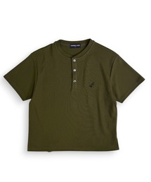 Starting Over（スターティングオーバー）の「短丈スナップヘンリーワッフル半袖Tシャツ / ショートレングス サーマル ヘンリーネック Tシャツ【ユニセックス】（Tシャツ/カットソー）」