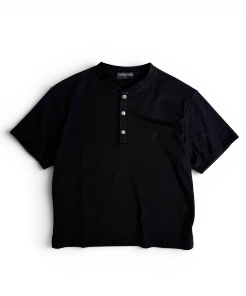 Starting Over(スターティングオーバー)の「短丈スナップヘンリーワッフル半袖Tシャツ / ショートレングス サーマル ヘンリーネック Tシャツ【ユニセックス】(Tシャツ/カットソー・メンズ・オフホワイト/カーキ/チャコールグレー/ブラック・M/L)」の2枚目の写真